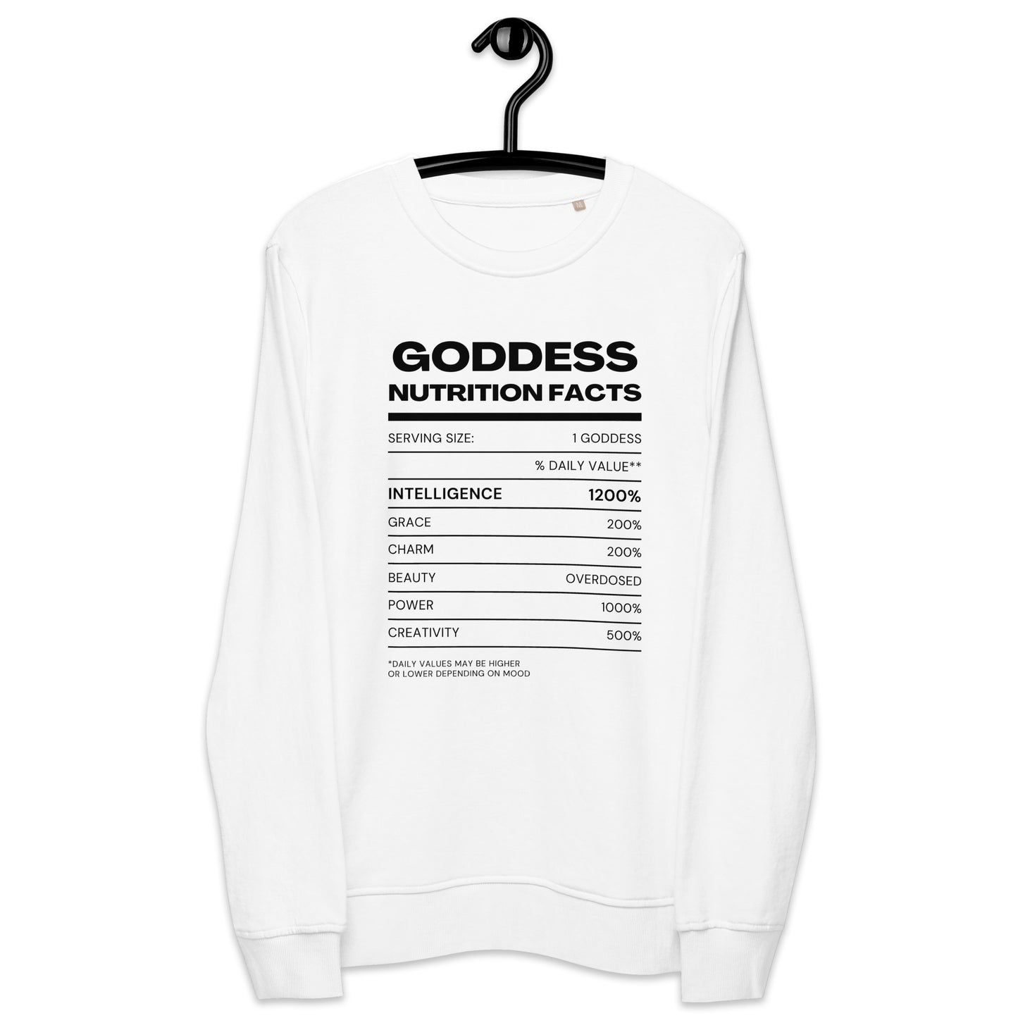 Goddess Nutrition Facts Sweatshirt x Black